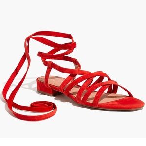 Madewell Strappy Sandal. Red suede. Size 7.